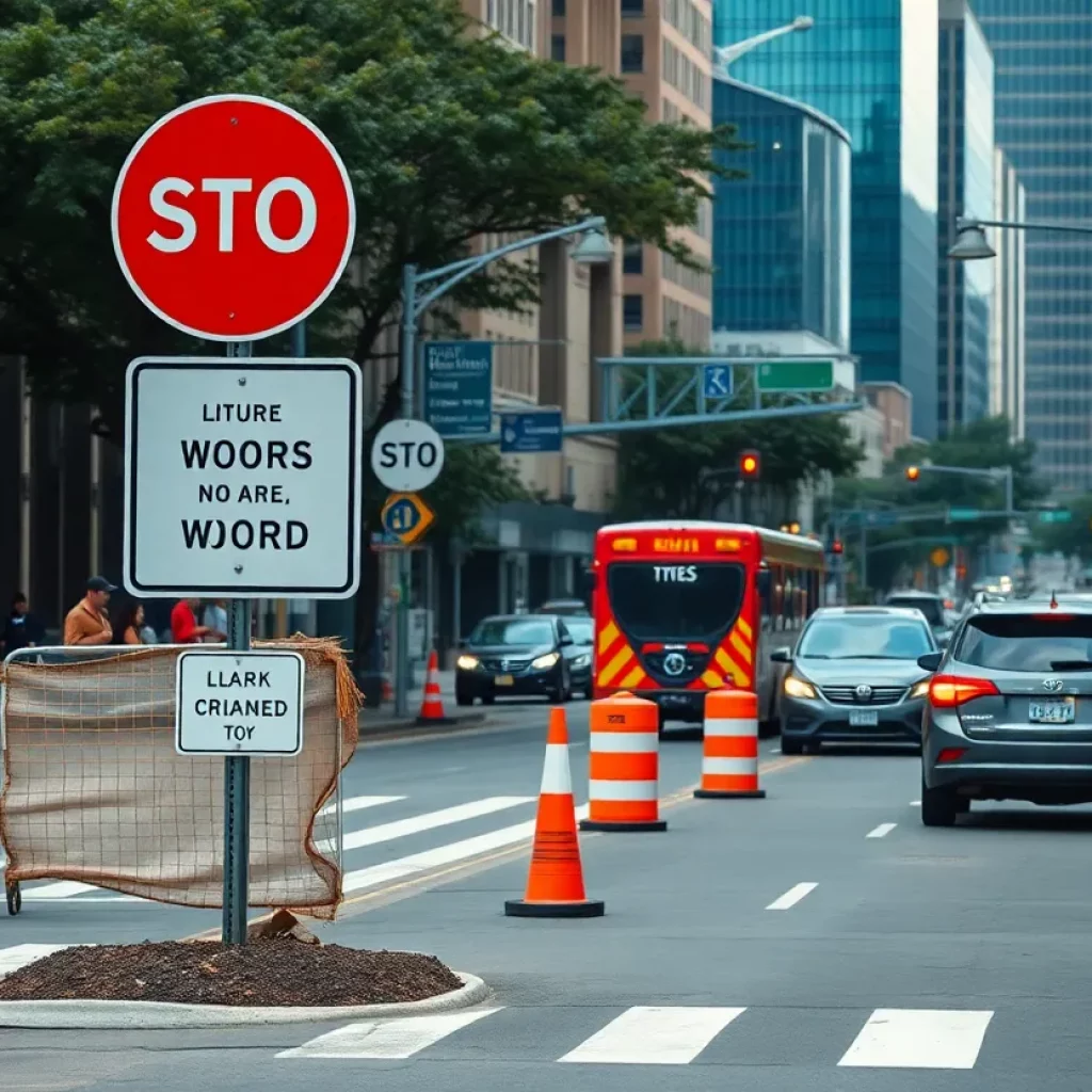 Construction and traffic management on Peachtree Street