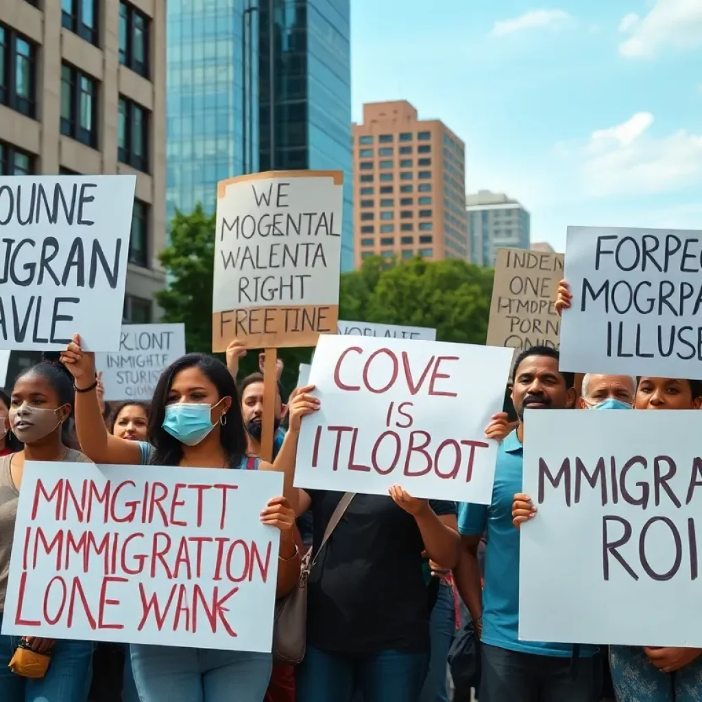 Protesters rallying for immigrant rights in Atlanta