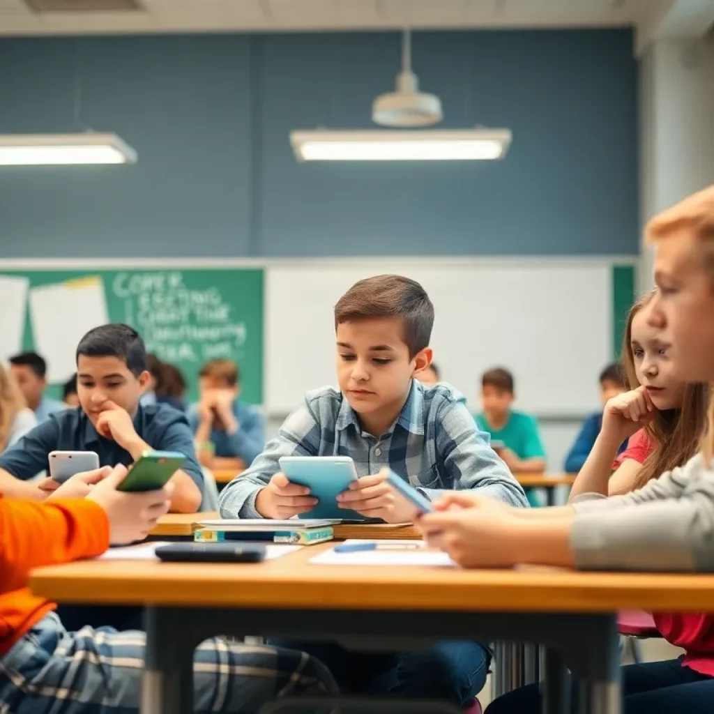 Students learning in a distraction-free classroom