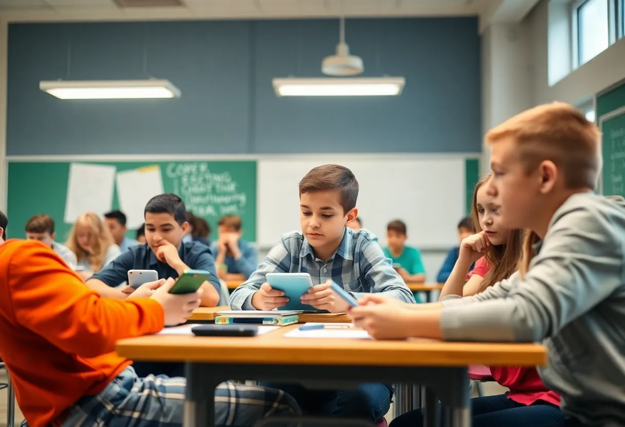 Students learning in a distraction-free classroom